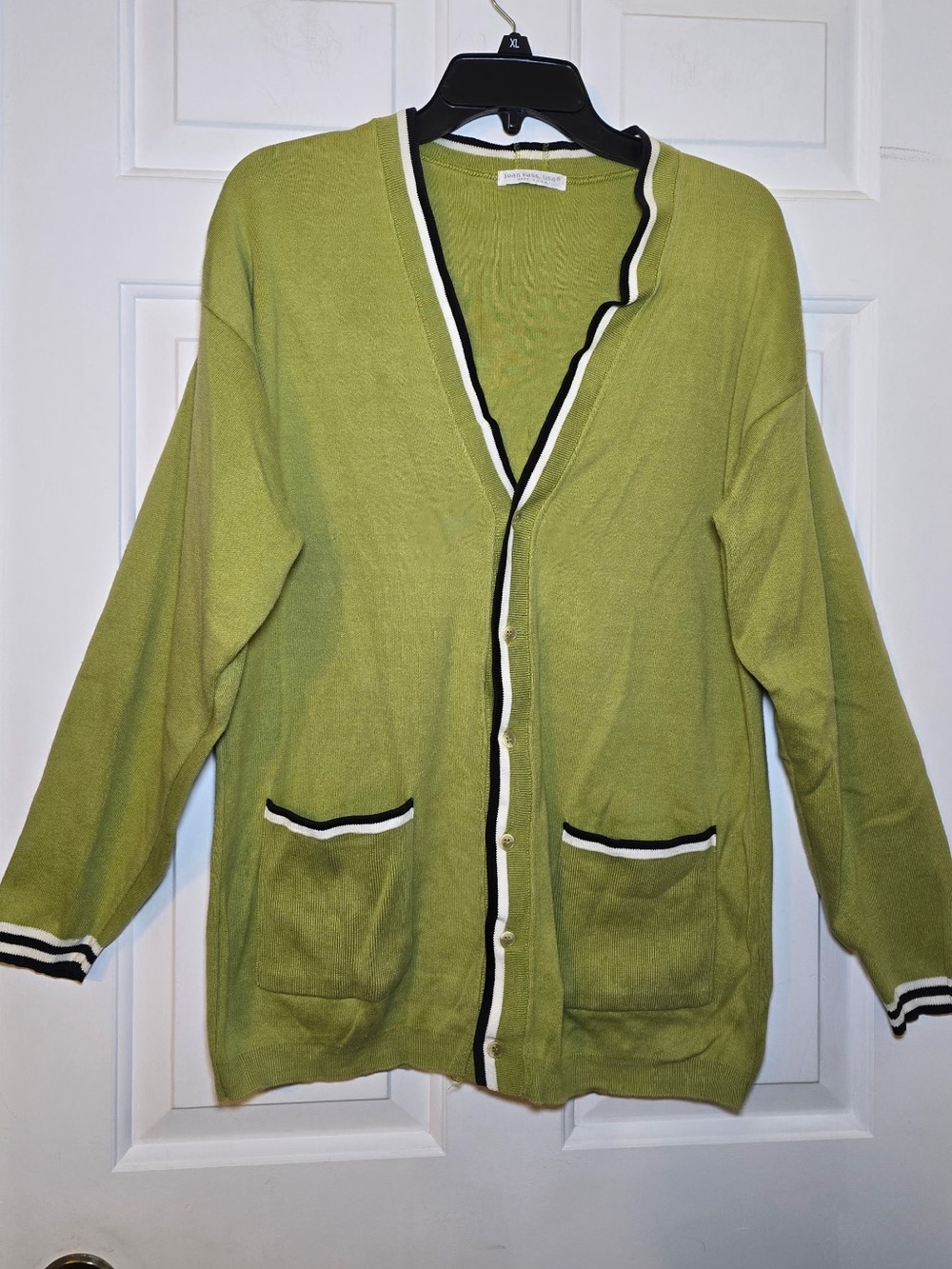 Joan Vass USA Vintage Varsity Style Cardigan Sweater Size 1 Medium Oversized